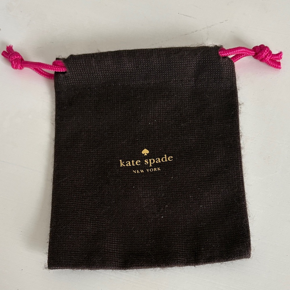 Kate Spade Dusty Pouch in Brown with Pink Drawstrings - Picture 2 of 3